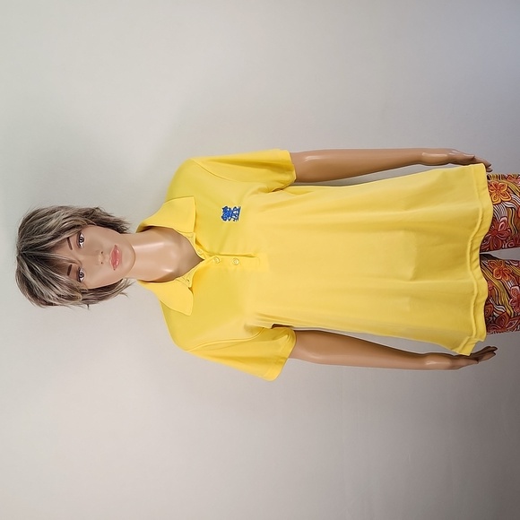 Paragon yellow Golf Polo, Ladies Size L, Made in Guatemala, 4 button crew neck - Picture 1 of 17